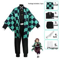 Naujas anime Demon Slayer: Tanjiro Kamado Yaiba Kimono Top Fancy Suit Helovino Cosplay kostiumas 3XL
