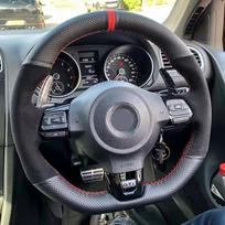 Pasidaryk pats automobilio vairo užvalkalas Juodas zomšas Volkswagen Golf 6 GTI MK6 VW Polo GTI Scirocco R Passat CC R-Line 2010 3