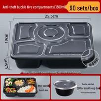 Disposable 5-Compartment Meal Prep Containers (90 Sets)