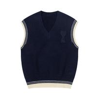 AMI ANCIENT Unisex V-Neck Love Letter Knit Vest - Autumn/Winter Color Block S