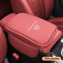 Automobilio porankio dėžutės paminkštinimas Odinis porankio apsauginis pagalvėlės užvalkalas Mercedes Benz E S klasės AMG E200 W210 W203 W124 W204 W211 W123 modeliams Brown-With Pockets