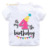 Merginos Gimtadienio Animacinis Marškinėliai Mergaitėms T-shirt skaičius 2 3 4 5 6 7 8 Grafiniai Vaikų Drabužiai Berniukai Raidžių Spausdinimas Vasariniai Trumpomis Rankovėmis 110