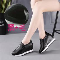 Spring and Autumn pointed inner height increase casual low-top shoes elastic band foot cover women's single shoes white shoes 33 balta