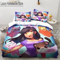 Animacinis žaidimas Mielas Aphmau su sparnais Patalynės komplektas Berniukams Mergaitėms Viengulio Dvigulio Karaliaus Dydžio Antklodės Užvalkalas Pagalvės Užvalkalas Lovos Berniukai Suaugęs 70x133cm 3pcs