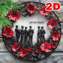 Memorial Poppy Metal Sign 2D Round Wall Art Garden Decor Remembrance Day 20x20 įvairiaspalvis