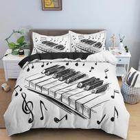 Pianino Muzika Karalius Karalienė Antklodės Užvalkalas Muzikinės Natos Lovos Patalynės Rinkinys Vaikams Paaugliams Mergaitėms Juoda Ir Balta Pianino Klavišai 2/3 Vnt Antklodės Užvalkalas EU Single(135*200cm)3pcs white
