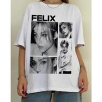 FELIX Homeless Children Kpop Design T-shirt Unisex Short-sleeved T-shirt Cotton High-quality Women's Men's Streetwear S
