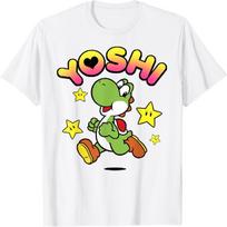 Nintendo Super Mario Yoshi Žvaigždės Jėga Sprintas Grafinis Marškinėlis Marškinėlis S balta