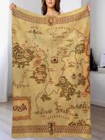 Narnijos kronikų žemėlapio pledas Miego maišas Kelioninis minkštas languotas 'S Pledai 75X95CM pilka spalva