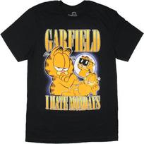 Garfield vyriški marškinėliai trumpomis rankovėmis su grafiniu paveikslėliu „Aš nekenčiu pirmadienių“, juokingi suaugusiems (Didelis) S juoda
