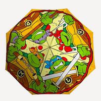 1pc Pizza Teenage Mutant Ninja Turtles Automatic Open/close Folding Portable Umbrella with 8-Rib Structure for Women/Men, All-Season Use  a0901153