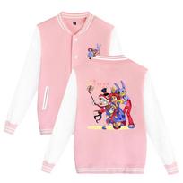 NAUJI ATVYKIMAI Unisex Mada Nuostabus Skaitmeninis Cirkas Anime Spausdintas Beisbolo Palaidinė Moterys Vyrai Lauko Sportiniai Švarkai XS juoda