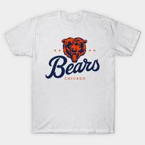 Men Black Print T-shirt Chicago Bears No-Cut Transfer Paper Print Cotton Tshirt L balta