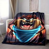 1pc Looney Tunes Tornado Tasmanian Devil Flannel Throw Blanket - Lightweight Soft Warm All-Season Blanket for Sofa, Bed, Travel, Camping  L1029117 80x120cm