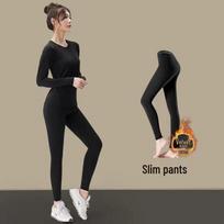 Women's Quick-Dry Yoga and Running Long-Sleeve Suit for Autumn/Winter Outdoor Activities 5XL [200-220 lbs]