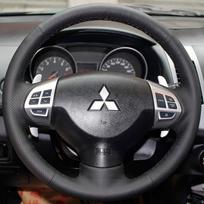 Juodo Odos Automobilio Vairo Dangtelis Mitsubishi Lancer X 10 Pajero Sport Outlander ASX Colt Citroen C-Crosser White Thread