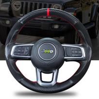 For Jeep Wrangler JL 2018- Gladiator JT   Hand-stitched carbon fibre suede Sports style car steering wheel cover 1