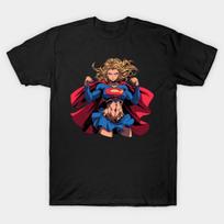 Men Black Print T-shirt Supergirl No-Cut Transfer Paper Print Cotton Tshirt 3XL juoda
