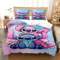 Stitch Spausdinti Miegamojo patalynės komplektas užvalkalas ant antklodės Kalėdinės Dovanos Comforte Animacinis Su pagalvės užvalkalu vaikams tinkamas ir suaugusiems EU Single(135*200cm)3pcs