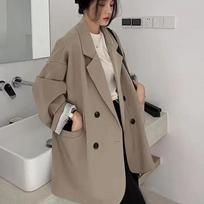 Vintage Brown Blazer Women Elegant Official Ladies Spring Autumn Fashion Long Sleeve Oversized Chic Casual Suit Jacket S ruda
