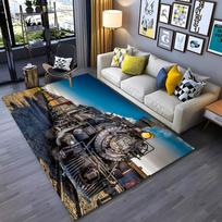 Klasikinis traukinio lokomotyvas 3D HD spausdintas kilimas svetainei, vaikų miegamajam, prie sofos, prie durų, grindų kilimėlis, neslystantis dekoras Alfombra 40x60cm (16x24in)