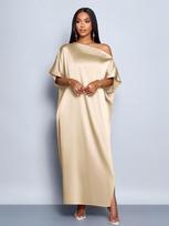 Women's Early Autumn Yellow Satin Dress Small abrikosas