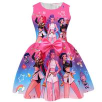 Merginų suknelė Anime Animacinis Kpop Demonų Medžiotojai Spausdinta Be Rankovių Kaspinas Laisvalaikio Šventinė Princesės Suknelė Cosplay Kostiumai 100cm