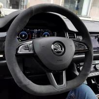 For Skoda Octavia 2015- Fabia Kodiaq Superb Scala Hand-stitched Suede non-slip Car Steering Wheel Cover 4