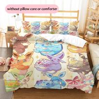 Eevee Pokémon Raštas Patalynė Namų Dekoras Gimtadienio Dovana (1 * užvalkalas antklodei + 2 * užvalkalai pagalvėms, be užpildo) 135x200cm