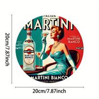 Vintage Martini Cocktail Metal Wall Sign 8x8 Inch Elegant Woman Drink Design Home Bar Decor 20x20