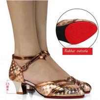 Glitter Closed Toe Dance Shoes Woman Salsa Dance Shoes Ladies Professional Modern Ballroom Samba Tango Salsa Latin Dance Shoes 34 red