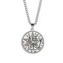 Stainless Steel Pendant  Tetragrammaton Talisman Men Solomon Wiccan Pagen Pentacle Pentagram Amulet Jewelry Necklace  Gift 60cm