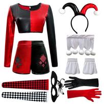 New Halloween circus black and red tight sexy costume funny clown costume stage costume M