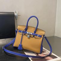 Pirmas sluoksnis karvės odos togo odos spalvų derinys 25-30CM platinos rankinė (H01-BK) 20CM