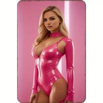 Metalinis Sienos Dekoras Ženklas2D Apvalus Rožinis Barbie Mergaitė Saulėtas Bohemiškas Stilius Namų Dekoras Miegamajam 20x30cm