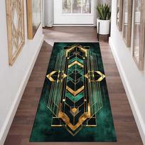 Šiuolaikinis geometrinis ilgas kilimas rankomis rištas iš vilnos koridoriaus kilimas žalsvai rudas šiuolaikinis ilgas kilimas prieškambariui koridoriui namų dekoravimui 40X120CM