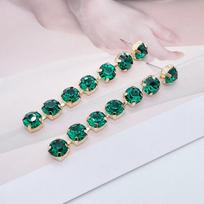 Pinkdudu Architectural Chain Earrings Prong-Set Crystal Geometric Drops Minimalist PD1059 juoda