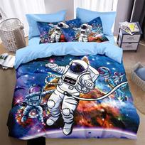 Astronauts Stars Bedding Set the universe Duvet Cover Set Dark Blue Home Textiles Galaxy Bedclothes Men Women Soft Quilt Cover 135x200cm 2pcs