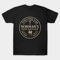 Men Black Print T-shirt Norman'S-Rare-Guitars-Classic No-Cut Transfer Paper Print Cotton Tshirt XL juoda