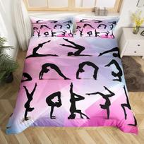 Gymnastics Dance Lovers Duvet Cover KingWatercolor Butterfly Star Sky Bedding Set 3pcsSilhouette Rainbow Graffiti Quilt Cover EU Single(135*200cm)3pcs yellow