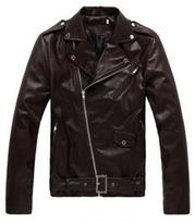Pavasarinė-rudeninė vyriška slim fit odinė (PU) motociklininko striukė, korėjietiško stiliaus S smėlis