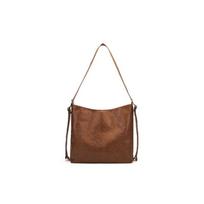 Fashionable New European and American Retro Bag, Oil Wax Leather Double Shoulder Bag, Large Capacity Soft Leather Soft Collapse Style Crossbody Bag