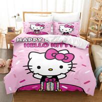 Hello Kitty antklodės užvalkalų komplektas Lovos užvalkalai 3 dalių rinkinys 1 antklodės užvalkalas Prabangus Vaikams Dvigulis EU Single(135*200cm)3pcs