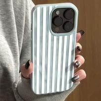 Case For iPhone 16 15 14 13 12 11 17 Pro Max White Striped Blue Folds Texture Phone Case Phone Cover For iPhone 16 Plus Funda iPhone 15