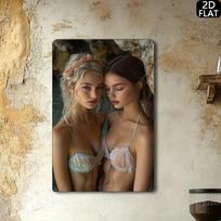 Vintažinis metalinis skardinis sienos dekoras moterims  Elegantiški nėriniai Lingerie 2D Menas  Lengva pakabinti Nereikia elektros Miegamasis Drabužinė 20x30cm