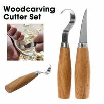 2 vnt. medžio drožybos įrankiai Pilna medinė rankena Nerūdijančio plieno ašmenys Medžio drožyba 2xStainless iron carving knife#1