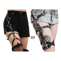 Punk Waist Garter Belt Punk for Body Harness Leather Sword Belt Leather Garter B 1 juoda