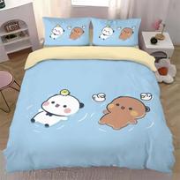 Kawaii Bubu And Dudu Bedding Set Cute Bubu Dudu Duvet Cover Pillowcases Single Double Queen King EU Single(135*200cm)3pcs