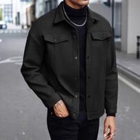 Men’s Fashionable Solid Color Casual Jacket for Autumn and Winter L pilka spalva