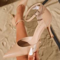 Spring/Summer Versatile One-Strap Hollow Stiletto Heels – Women's Closed Toe Pointed Sandals 40 juoda